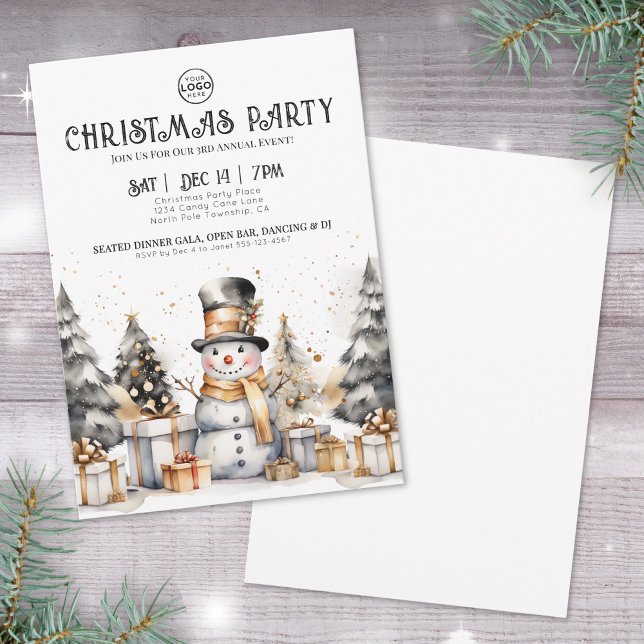 Svart Vitt Vinter Företag Julfest Inbjudningar (Black White Winter Business Christmas Party Invitation)