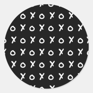 Svart & Vitt X O XO X&O:s Trendiga Söta Runt Klistermärke