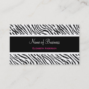 Svart Vitt Zebra Rosa Accent Visitkort