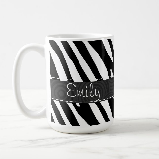 Svart- & vitzebra ränder kaffemugg (Vänster)
