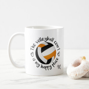 Svart volleyball-domstol i lycklig ställe kaffemugg
