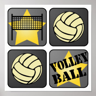 Svart volleyboll poster