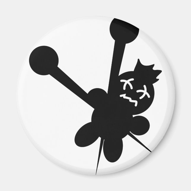 Svart voodoo doll nål tortyr magnet (Framsidan)