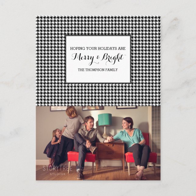 Svart vykort för Houndstooth helgdagfoto (Framsida)