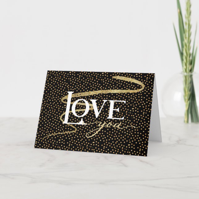 Svart w/Guld-Swoboda KÄRLEK Valentine Helgkort (Framsida)
