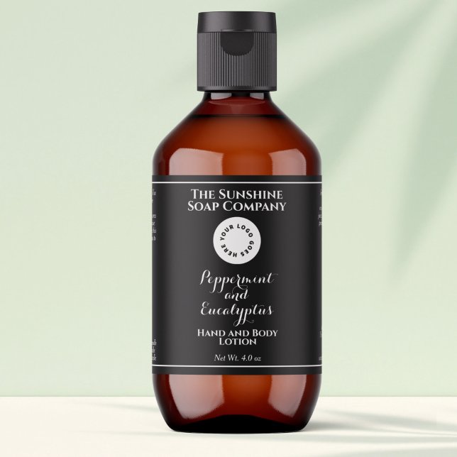 Svart w lockig text logotyp kosmetikflaska etikett fraktsedel (Skapare uppladdad)