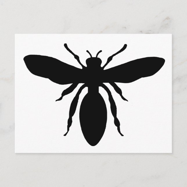 Svart WaspSilhouette Vykort (Framsida)