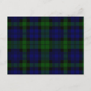 Svart Watch Tartan Blå Grön Rutmönster Vykort