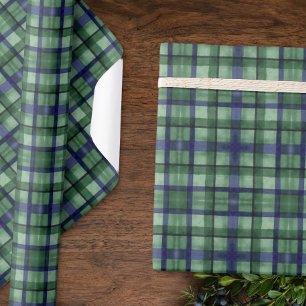 Svart Watch Tartan Rutigt Grönt Blått Presentpapper