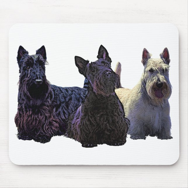 Svart/wheaten trio för skotsk Terrier, svart hund Musmatta (Framsidan)