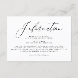 Svart Whimsical Kalligrafi Bröllopsdetaljer Tilläggskort