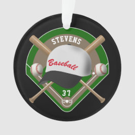 Svart| White Baseball Diamond Player Namn Number