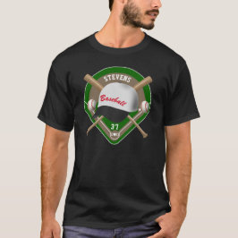 Svart| White Baseball Diamond Player Namn Number T-shirt