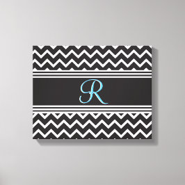 Svart | White Chevron Gothic Zigzag Monogram Canvastryck