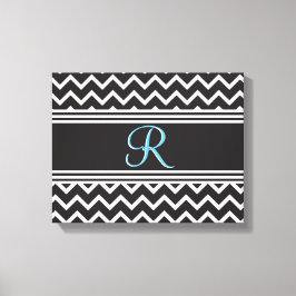 Svart | White Chevron Gothic Zigzag Monogram Canvastryck