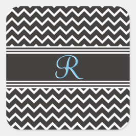 Svart | White Chevron Gothic Zigzag Monogram Fyrkantigt Klistermärke