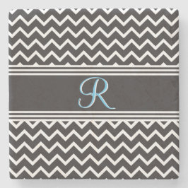Svart | White Chevron Gothic Zigzag Monogram Stenunderlägg