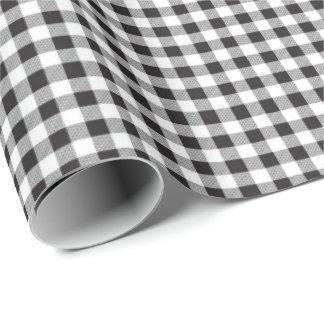 Svart | White Gingham Wrapping Papper Presentpapper