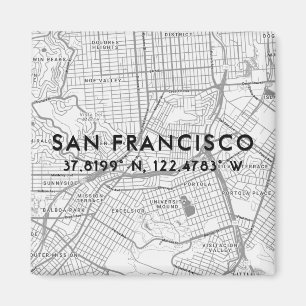 Svart & White San Francisco Karta Anpassningsbar C Magnet