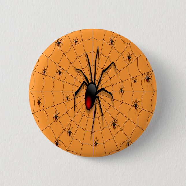 Svart Widow Spider och Spädbarn - Knapp (Framsida)