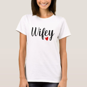 Svart Wifey-skript med minimalistisk svartskrift T Shirt
