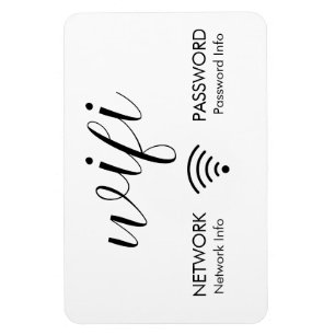 Svart WiFi-nätverksinformation om vitt WiFi-löseno Magnet