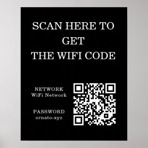 Svart WiFi QR-kod - Poster sökning efter åtkomst