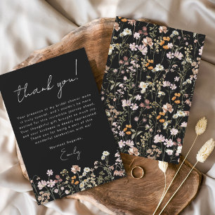Svart Wildblomma Boho-Möhippan - tackkort Flygblad