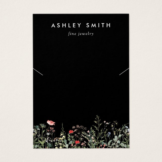 Svart Wildbloms-Visning för skugga-halsband Visitkort (Framsidan)