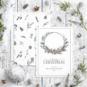 Svart Winter Berry Wandan God jul Script H Julkort