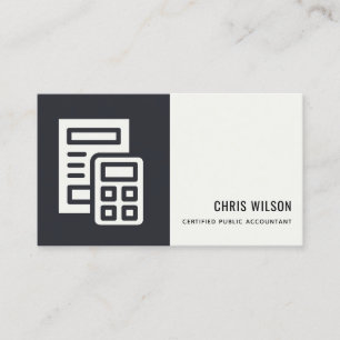 SVART WITE MODERN CALCULATOR ICON-REDOVISNING VISITKORT