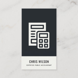 SVART WITE MODERN CALCULATOR ICON-REDOVISNING VISITKORT