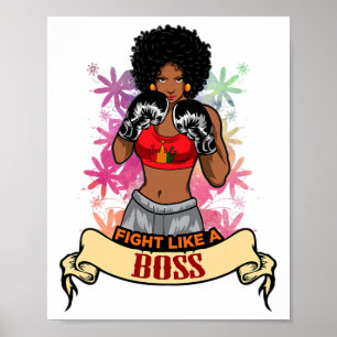 Svart Woman Boxing Magic Kickboxing Girl Poster