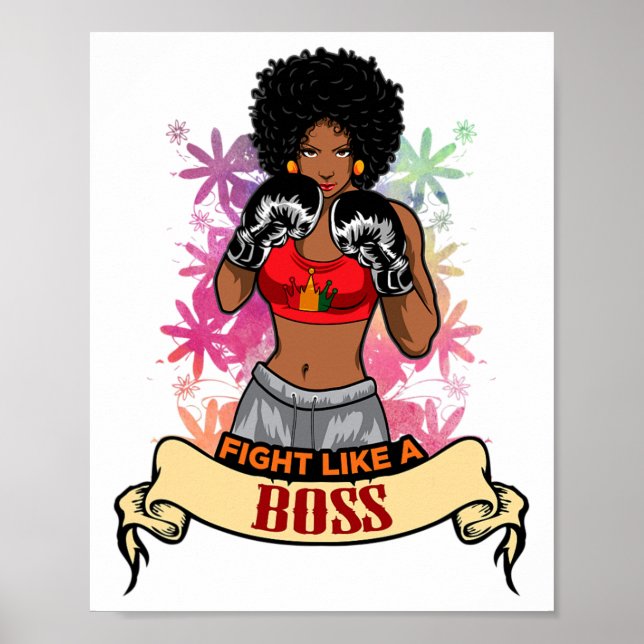 Svart Woman Boxing Magic Kickboxing Girl Poster (Framsidan)