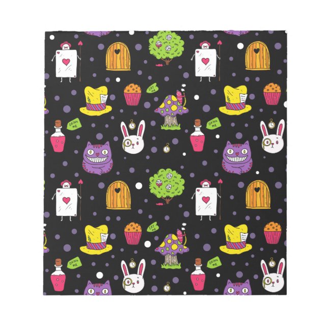 svart Wonderland Anteckningsblock (Framsida)