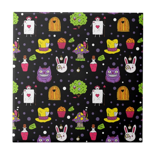 svart Wonderland Kakelplatta (Framsidan)