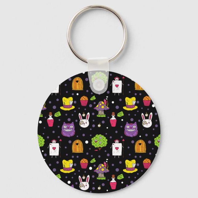 svart Wonderland Nyckelring (Framsida)