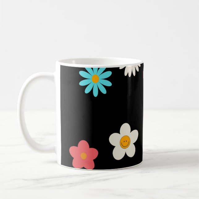 Svart Y2K Wildblomfet Retro Vår Kitchen Kaffemugg (Vänster)