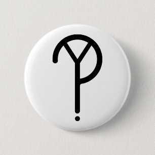 Svart Y? Symbol på vit Knapp