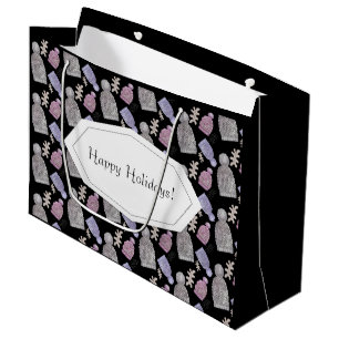 Svart Ylle Sticka Hats Watercolor Hand-målat