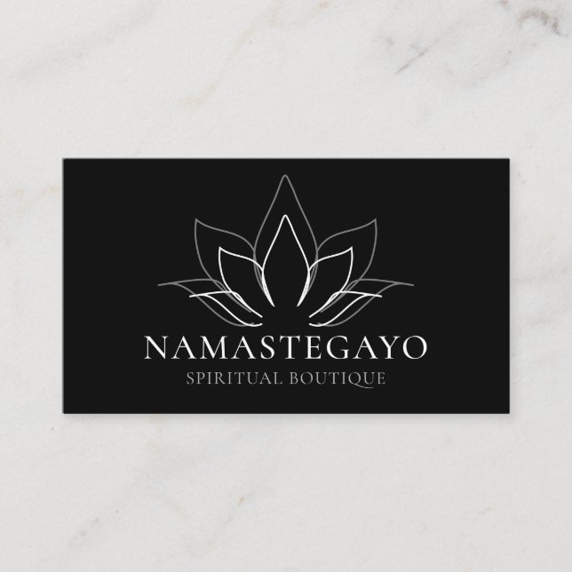 Svart Yoga Andlig Meditation Lotus Visitkort (Framsida)