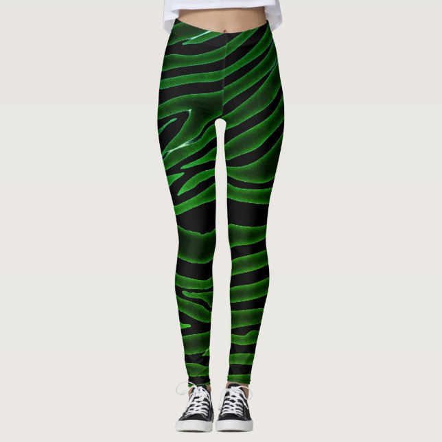 SVART ZEBRA MÖNSTRAD LEGGINGS (Framsida)