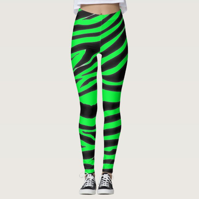 SVART ZEBRA MÖNSTRAD LEGGINGS (Framsida)