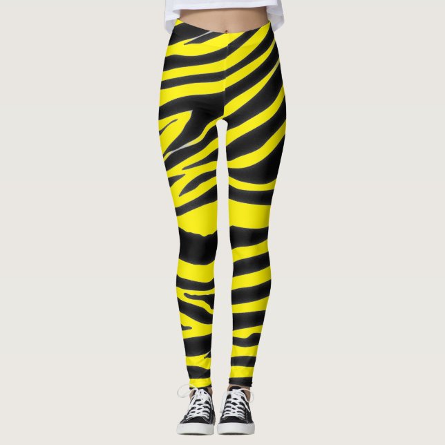 SVART ZEBRA MÖNSTRAD LEGGINGS (Framsida)