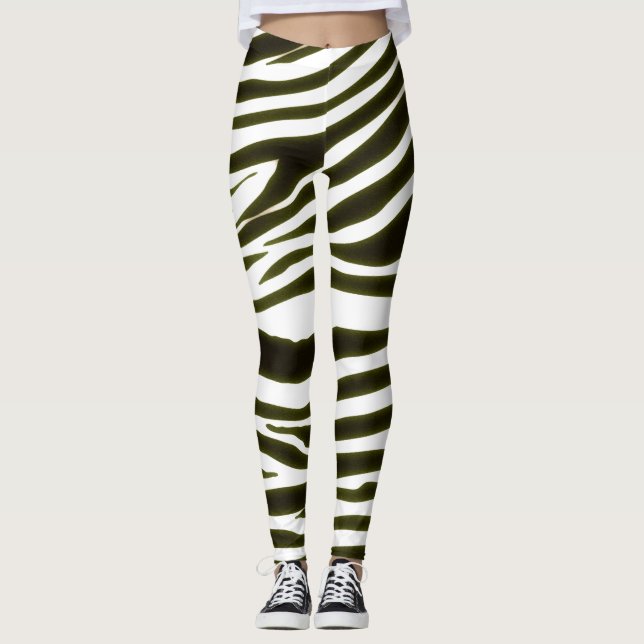 SVART ZEBRA MÖNSTRAD LEGGINGS (Framsida)