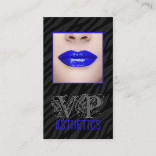 Svart Zebra tryck Blue Läppar Makup-Affärskort Visitkort
