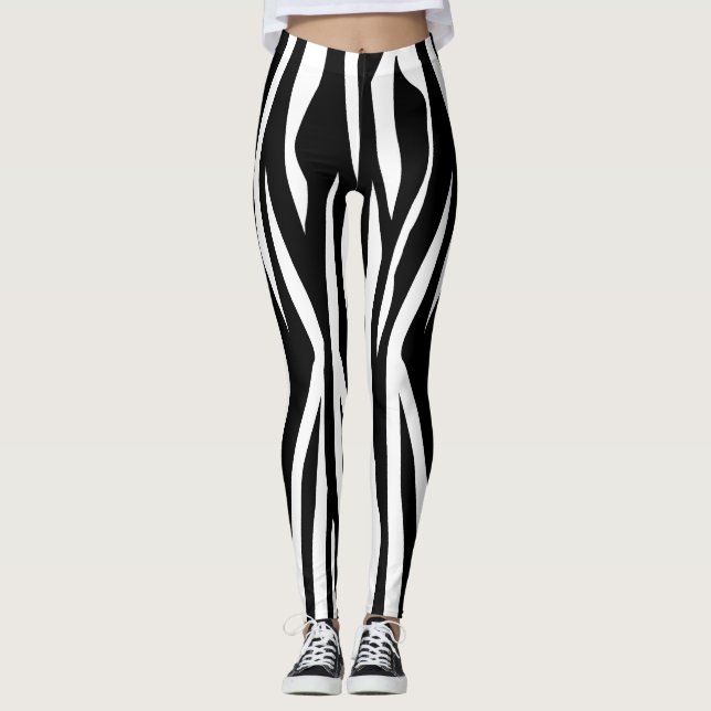 Svart zebra tryck leggings (Framsida)