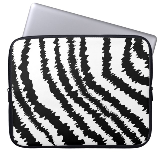 Svart zebra tryckmodell laptop sleeve (Framsidan)