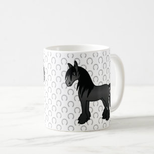 Svart Zigenar Vanner Clydesdale Shire Tecknad Häst Kaffemugg