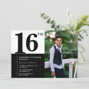 Svarta 16-års inbjudan Elegant Chic